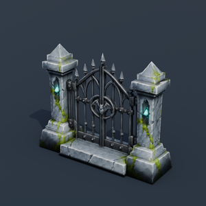 Stylized Low-Poly Cemetery Gate | Blender | ハロウィン3Dモデル