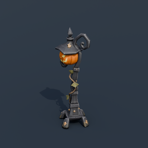 Stylized Low-Poly Pumpkin Streetlamp | Blender | ハロウィン3Dモデル