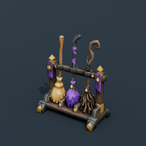 Stylized Low-Poly Potion Shelf | Blender | ハロウィン3Dモデル