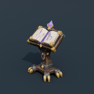 Stylized Low-Poly Grimoire Lectern | Blender | ハロウィン3Dモデル