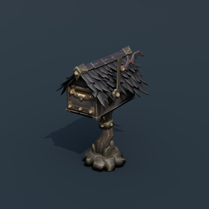 Stylized Low-Poly Gothic Raven Wing Mailbox | Blender | ハロウィン3Dモデル