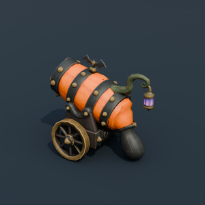 Stylized Low-Poly Pumpkin Cannon | Blender | ハロウィン3Dモデル