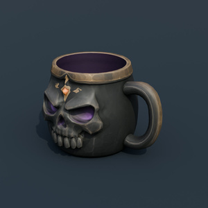 Stylized Low-Poly Skull Coffee Mug | Blender | ハロウィン3Dモデル