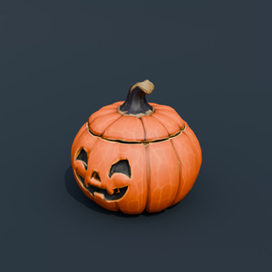 Stylized Low-Poly Pumpkin Cookie Jar | Blender | ハロウィン3Dモデル
