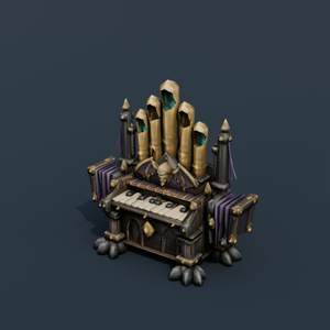 Stylized Low-Poly Haunted Mechanical Pipe Organ | Blender | ハロウィン3Dモデル