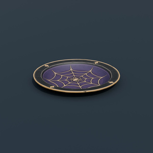 Stylized Low-Poly Spiderweb Dinner Plate | Blender | ハロウィン3Dモデル
