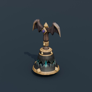 Stylized Low-Poly Batwing Hand Bell | Blender | ハロウィン3Dモデル