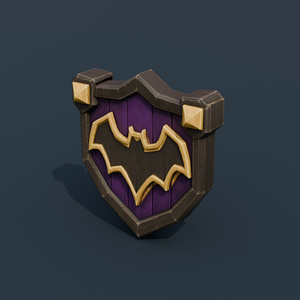 Stylized Low-Poly Bat-Crest Wall Plaque | Blender | ハロウィン3Dモデル