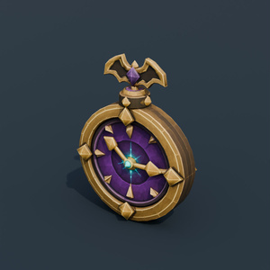 Stylized Low-Poly Cursed Pocket Watch | Blender | ハロウィン3Dモデル