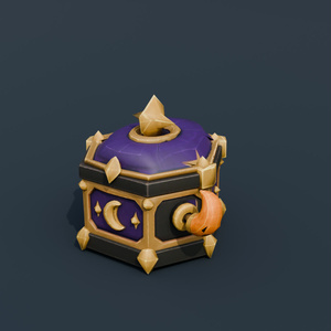 Stylized Low-Poly Crescent-Moon Music Box | Blender | ハロウィン3Dモデル