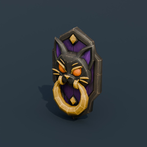 Stylized Low-Poly Black-Cat Door Knocker | Blender | ハロウィン3Dモデル