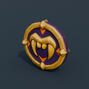 Stylized Low-Poly Vampire Prize Medallion | Blender | ハロウィン3Dモデル