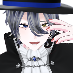 【VRM 3Dmodel】3_銀髪オッドアイ（吸血鬼風衣装 / 白シャツ&ネクタイ）