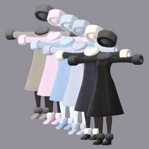 【衣装】Aラインファーコート（連翹・リディv2対応）【FBX】 缩略图 2