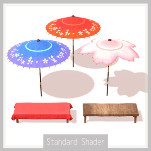桜の和傘つき野点傘と机のセット【3Dmodel】 缩略图 6