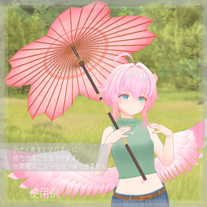 桜の和傘つき野点傘と机のセット【3Dmodel】 缩略图 3