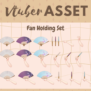 Vtuber Asset Holding Fan Hand Asset Complete Set HQ HD Kawaii Vtube Studio Shoost OBS
