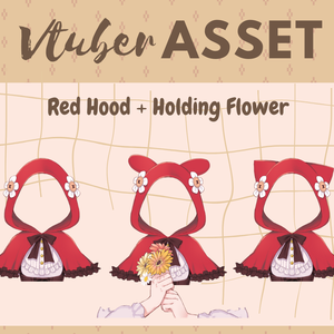 Vtuber Asset Red Hoodie Complete Set HQ HD Kawaii Vtube Studio Shoost OBS