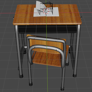 【Blender】学校の机・椅子と本のアニメーション