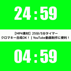 【ポモドーロ用】25分＋5分 クロマキー用サークルタイマーセット（Impactフォント）