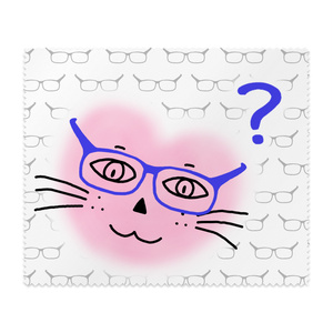 まるーいハートねこのメガネ拭き　ホワイト・白
