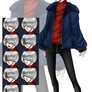 【立ち絵】銀髪片目の青年