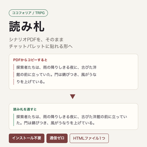 【無料】ココフォリア用 シナリオ本文の改行を消してチャットパレットに貼れる形にする「読み札 無料版」