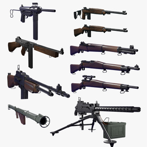 第二次世界大戦アメリカの歩兵兵器コレクション 3Dモデル