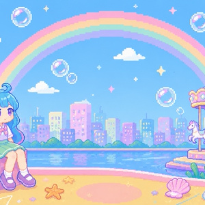 [Background Music for Work/Streaming] Colorful Amusement Park | Rainbow and...
