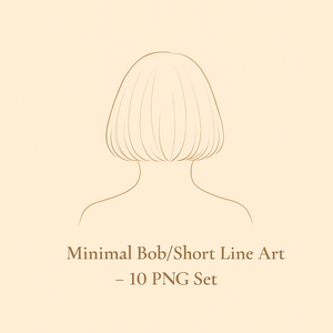 Minimal Lady Line Art – 後ろ姿ショート＆ボブ 10 PNG Set