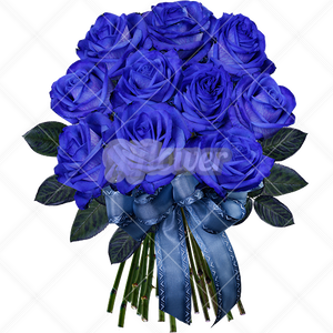 ブルーバラ・花束画像／透過PNG