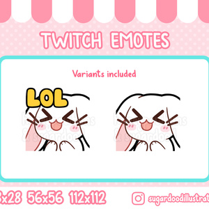 Emote LOL White Bunny, Chibi Rabbit Emoji For Twitch Discord