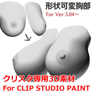 形状可変式の女性胸部モデル【CLIP STUDIO PAINT専用 3D素材】
