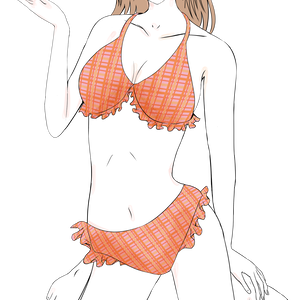 ミカちゃんご案内のポーズ水着 夏(高解像度背景透過画像)