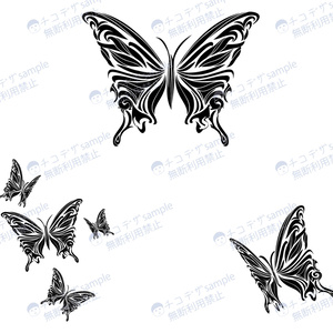 Butterfly tribal tattoo style mark/symbol x 3 types - png/ai