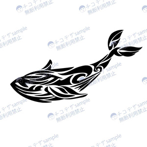 クジラのトラバル・タトゥー風マーク・シンボルその2 - png/ai