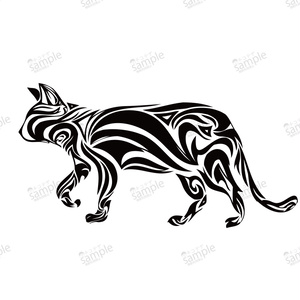 不思議な猫のトライバル・タトゥー風マーク- png/ai