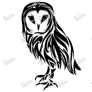 フクロウのトライバル・タトゥー風マーク - png/ai