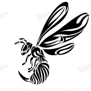 Killer Bee (Wasp) - Tattoo style mark in 6 colors - png/ai
