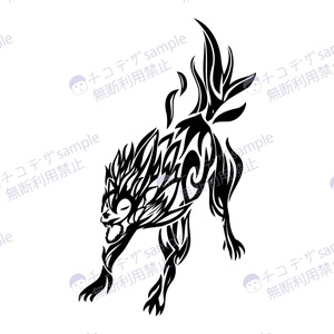 威嚇するオオカミのタトゥー風マーク5種- png/ai