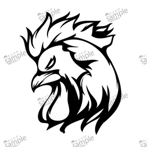 Strong looking chicken profile mark Line drawing, color version - png (high resolution) / ai - 72