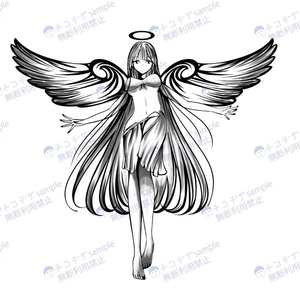 天使の線画タトゥーイラスト 高解像度png -  119