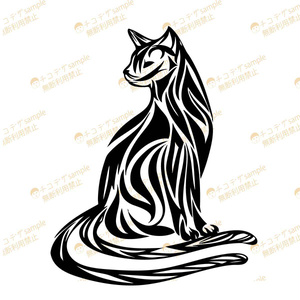猫又のトライバルタトゥーイラスト4種類のカラーセット 高解像度png or ai - 125