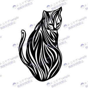 振り向く猫のトライバル風タトゥー - ai or 高解像度PNG