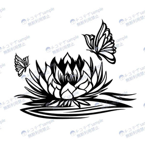 Soul Flutter - ハスの花と蝶々のトライバルタトゥー - vroidテクスチャ - 高解像度png or ai(ベクター)