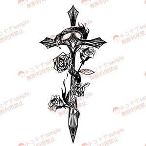 祈りの守護と蛇とバラとロザリオのタトゥー Viper Rosary - vroidテクスチャ&高解像度png
