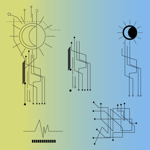 太陽と月の刻印 - サイバーパンクVRoidテクスチャ - 高解像度png or ベクター