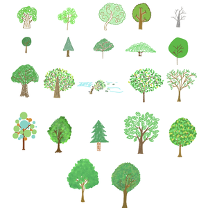 可愛い手書きの木のベクターイラスト素材(cs6)