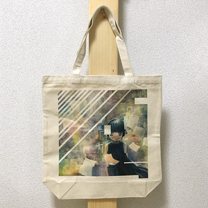 【おまけ缶バッジつき】オリジナルアートプリント B4キャンバストートバッグ 