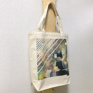 【おまけ缶バッジつき】オリジナルアートプリント B4キャンバストートバッグ 